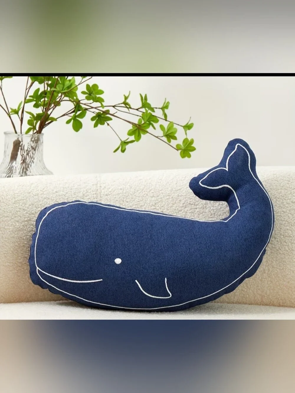 New Navy Whale Pillow Cover #1490-579